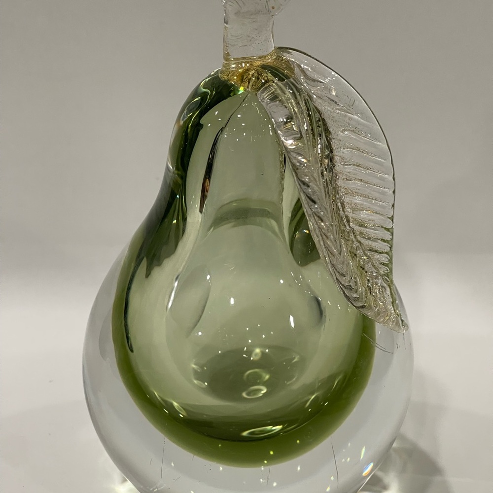 Alfredo Barbini Sommerso Gold Fleck Decor Murano Art ITALY Glass Pear Bookend - Picture 4 of 16